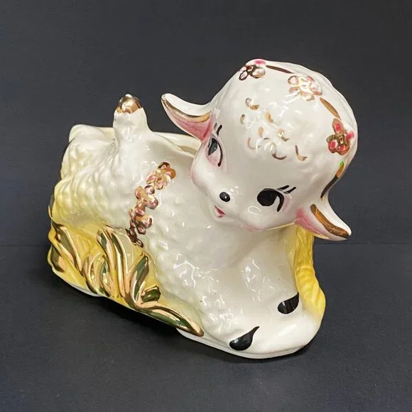 Vintage 23K Gold Guaranteed 1950s Lamb Planter - Picture 3 of 8
